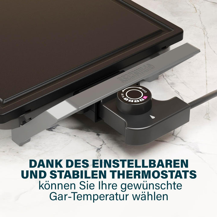 Princess Table Chef Premium Stein-Grill – Extra grosse Grillfläche 46 x 26 cm – Keramik-Grillplatte
