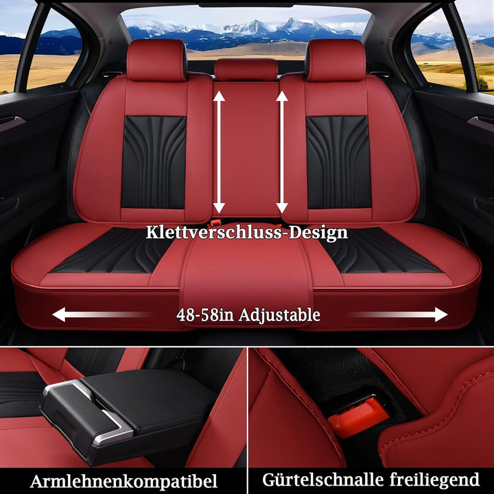 FLORICH Autositzbezüge Set PU Leder Vordersitze und Rückbank, wasserdichte Autositzauflage Universel
