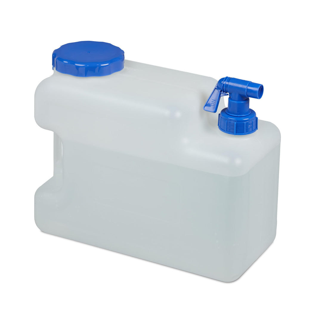 Relaxdays Wasserkanister mit Hahn, Weithals Schraubdeckel, Trinkwasserkanister Camping, 12L, Kunstst