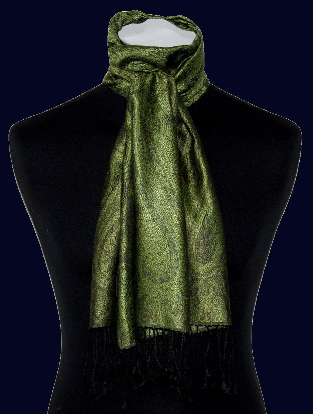 Lorenzo Cana - Damenschal Seidenschal aus100% Seide jacquardgewebt harmonische Grün Farben, 35 cm x