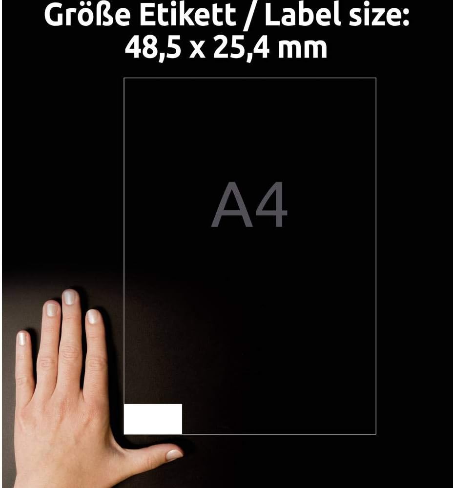 AVERY Zweckform 3657 Universal Etiketten (4.000 Klebeetiketten, 48,5x25,4mm auf A4, Papier matt, ind