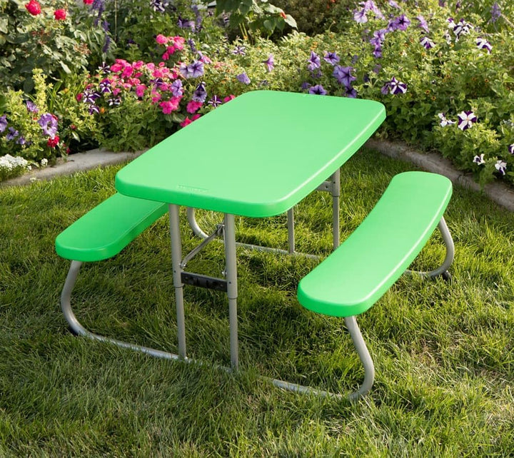 LIFETIME Campingtisch & Picknicktisch für Kinder | 83x90x53 cm Grün | Kunststoff Tisch inklusive Ban