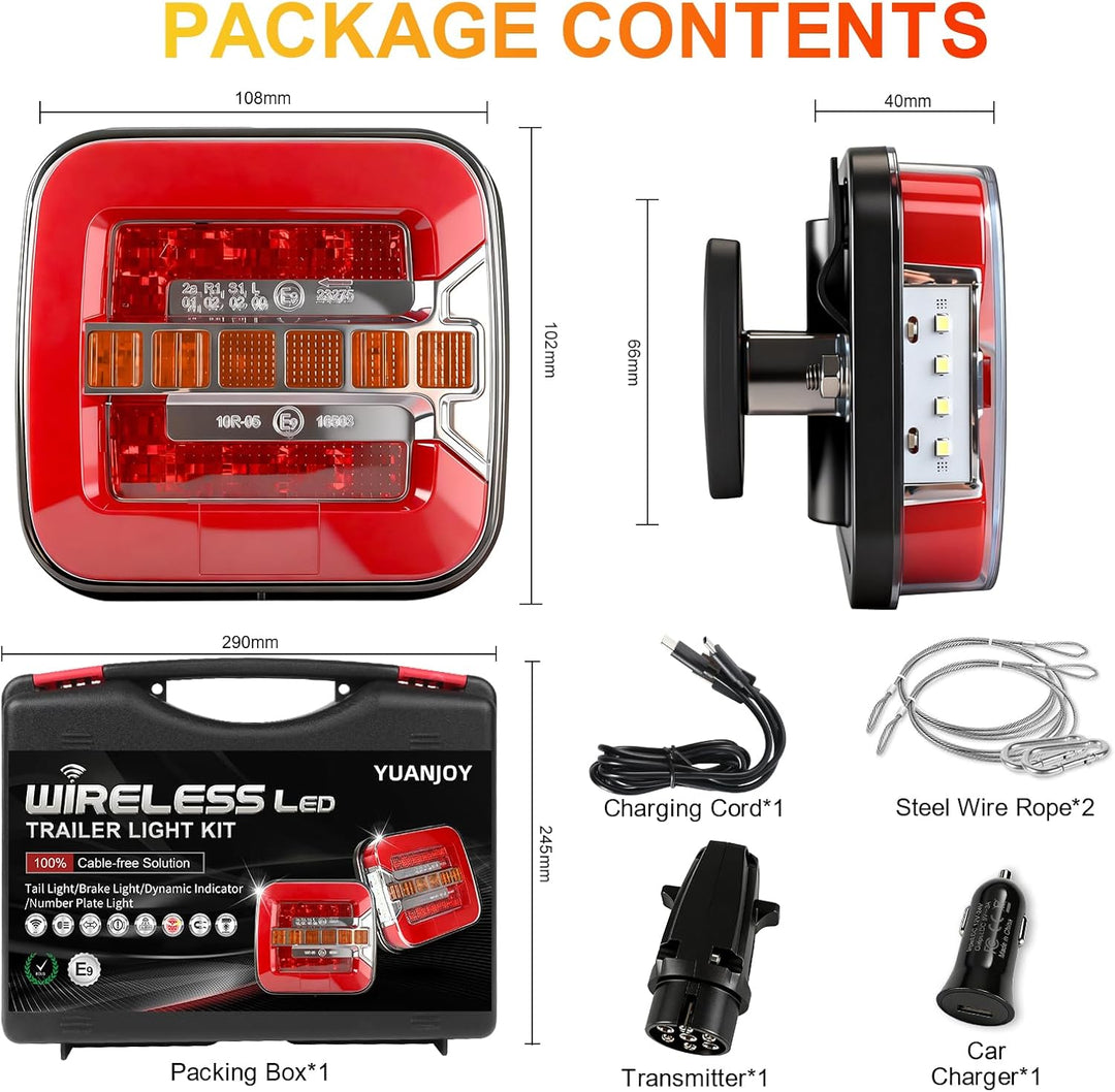 LED Anhänger Rückleuchter Set, 12/24V Magnetische drahtlose LED Wasserdichte Rückleuchten, Anhänger