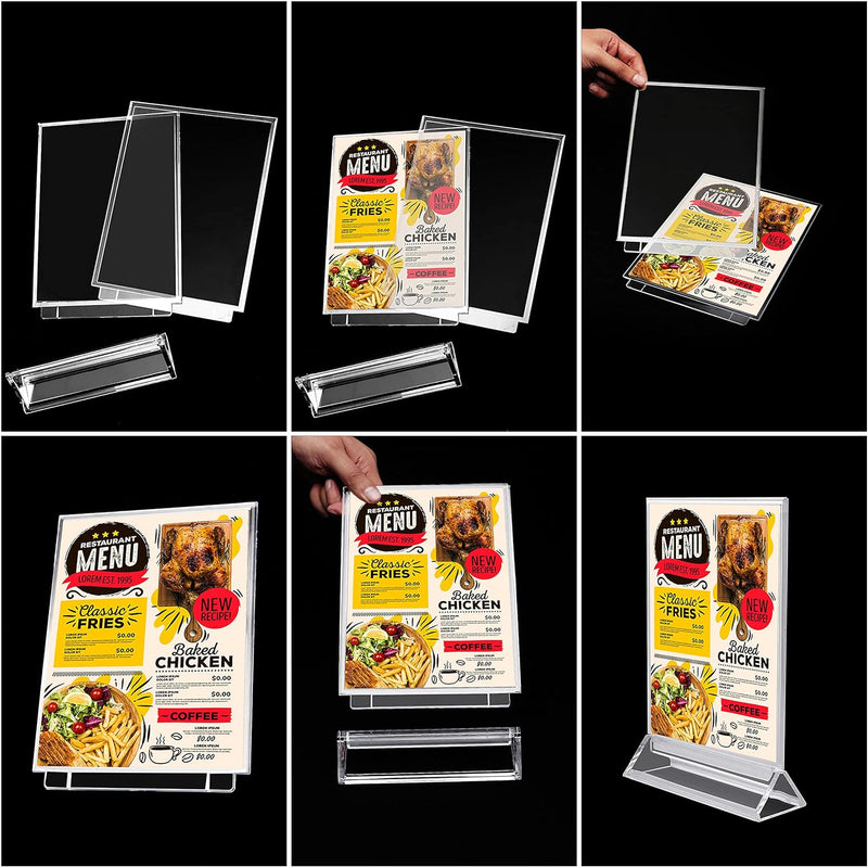 Kurtzy Tischaufsteller A5 (12er Pack) 16 x 24,5cm - Klarer Kunststoff - Doppelseitige Vertikale Plas