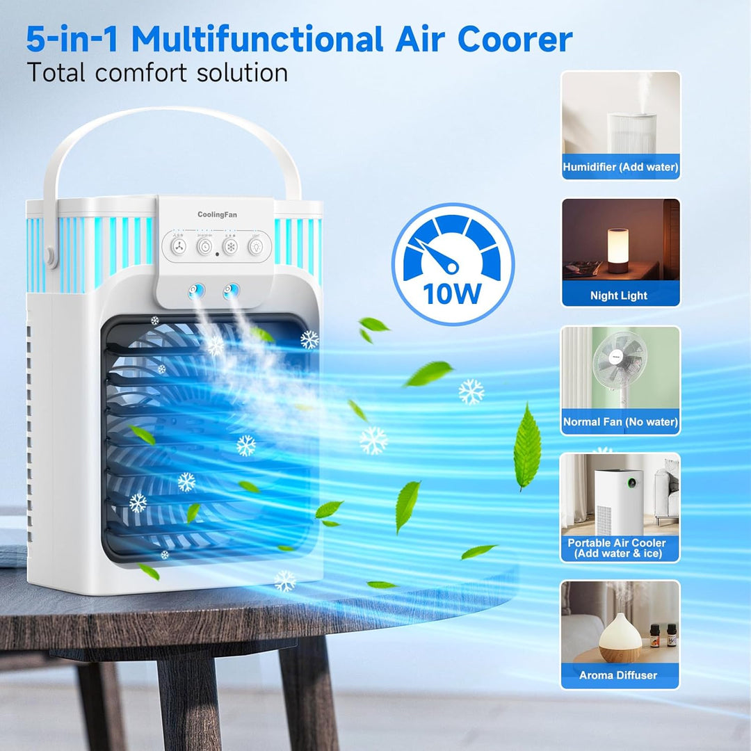 1200ml Mobile Klimaanlage mit Fernbedienung, 5 in 1 Mobiles Klimagerät, 3 Geschwindigkeiten, 3 Nebel