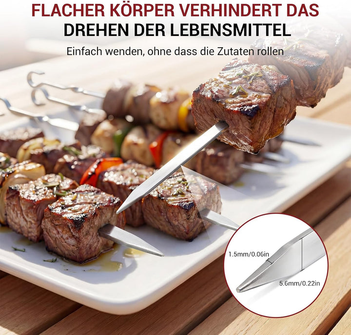 Homealexa 20 Stücke Grillspiesse, Grill Kabob Spiesse 37,5cm Edelstahl Lange Spiesse Schaschlikspies
