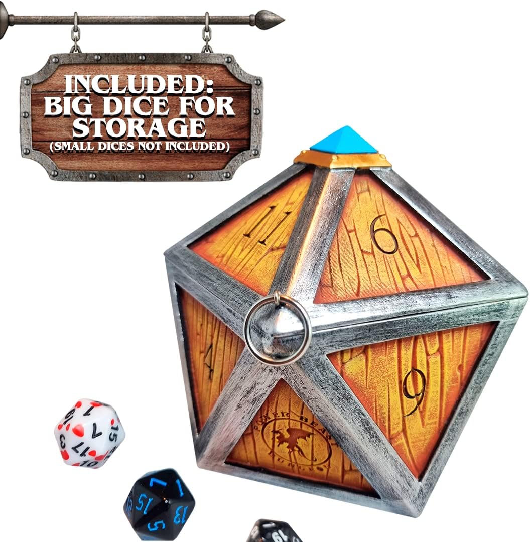 Power Beast Dungeon Riesige Würfeltruhe zur Aufbewahrung von Würfeln für Rollenspiele, Mimic Chest,D