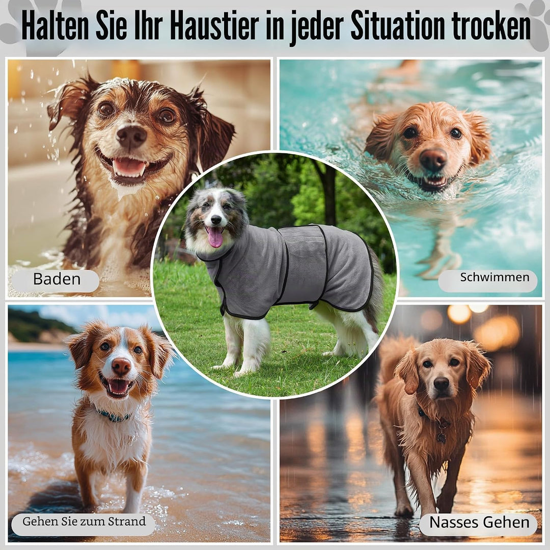 Hundebademantel Ultra Saugfähig Mikrofaser Hunde Trockenmantel für Schnelles Trocknen, Weiches Doppe