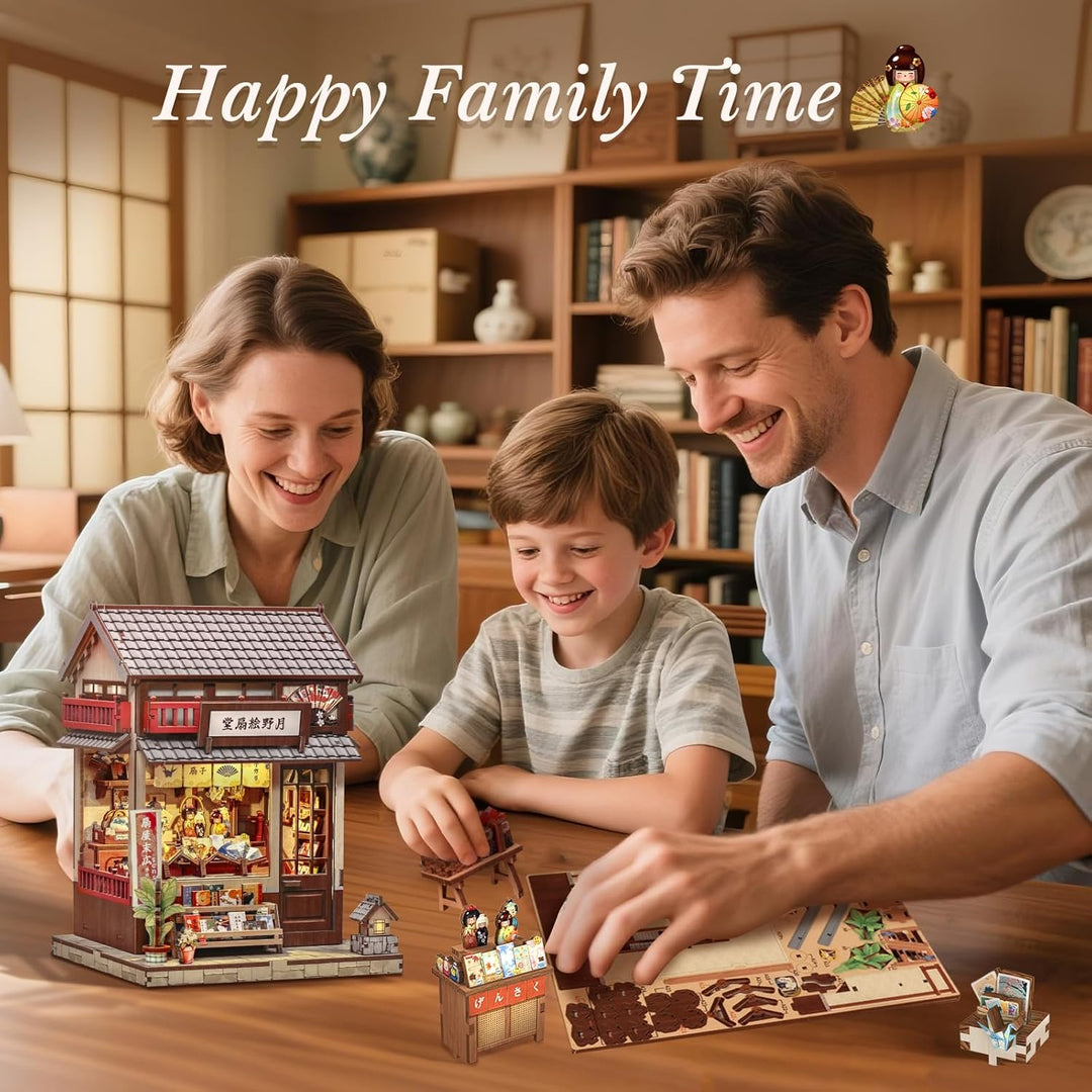 CUTEBEE Book Nook Kit für Erwachsene - DIY Miniatur Haus Japanischer Fächerladen, 3D Holzpuzzle zum