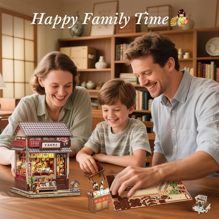 CUTEBEE Book Nook Kit für Erwachsene - DIY Miniatur Haus Japanischer Fächerladen, 3D Holzpuzzle zum