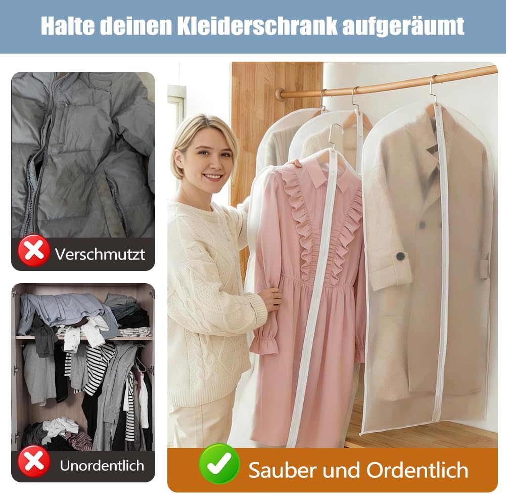 4 Stück Hosenbügel Platzsparend mit 2 Kleidersäcken 60x120cm, 6 Etagen Edelstahl Bügel, Klappbar Rob