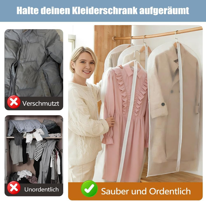 4 Stück Hosenbügel Platzsparend mit 2 Kleidersäcken 60x120cm, 6 Etagen Edelstahl Bügel, Klappbar Rob