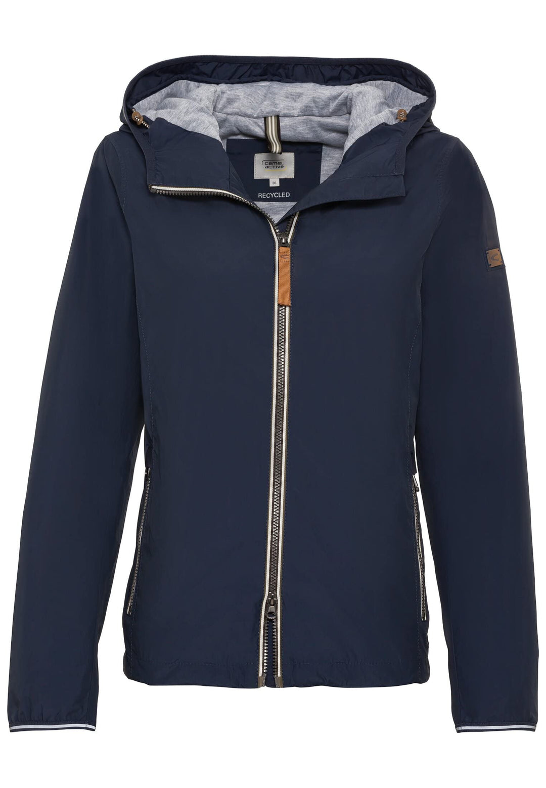 camel active Damen Leichter Windbreaker aus recyceltem Polyester 36 Dunkelblau, 36 Dunkelblau