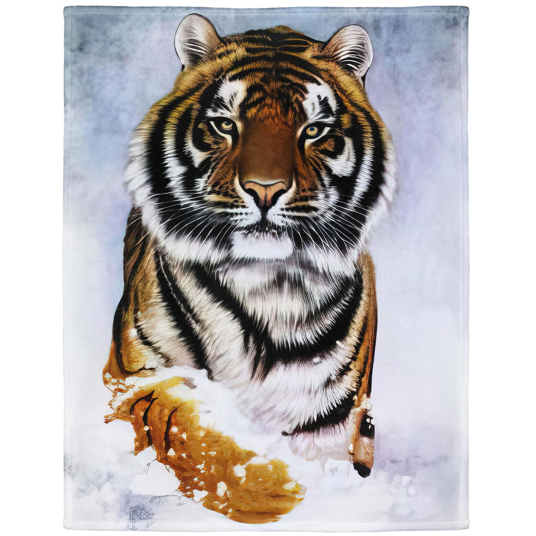 YISUMEI Decke 150x200 cm Kuscheldecken Sanft Flanell Weich Fleecedecke Bettüberwurf Tiger im Schnee
