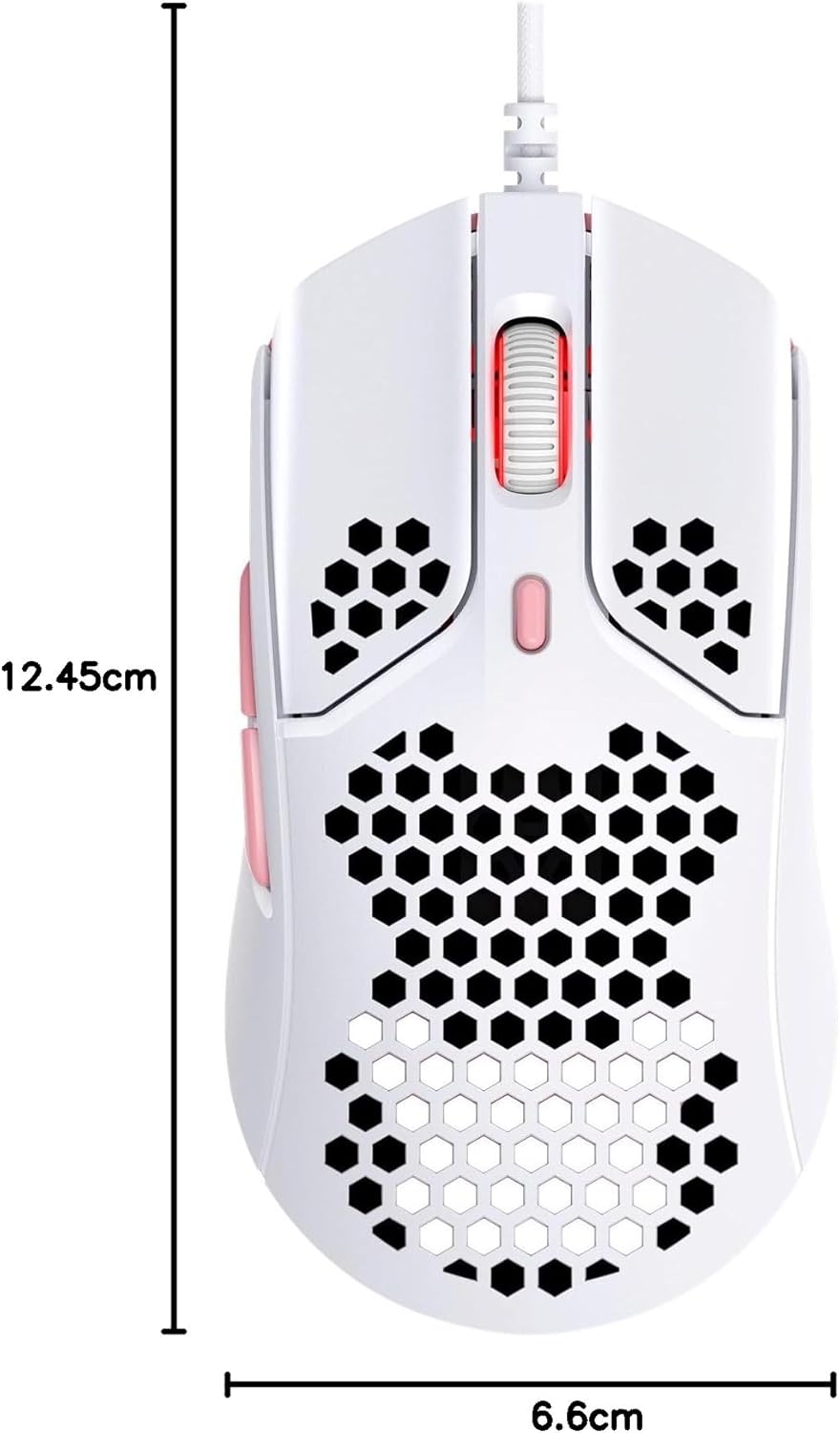 HyperX Pulsefire Haste Gaming-Maus – Ultraleicht, 59g, Wabenschale, Hex-Design, Hyperflex-Kabel, bis
