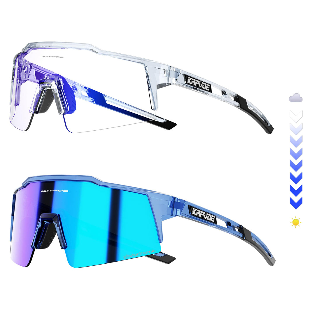 KAPVOE Photochromatische Selbsttönend Fahrradbrille TR90 Rahmen für Herren Damen Jungen Mädchen Klar