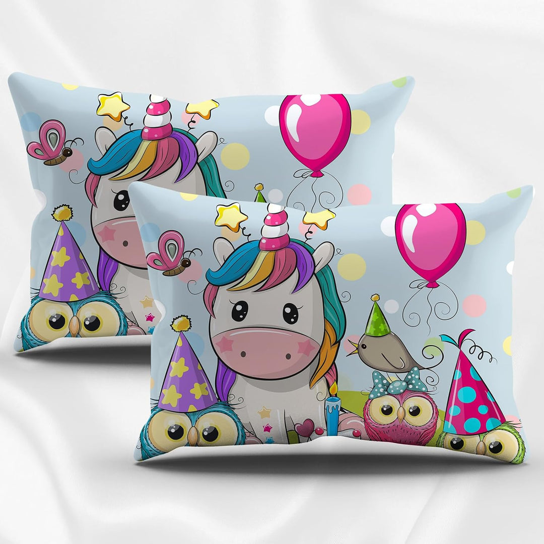 Kinder Einhorn Bettwäsche Mädchen-Bettwäsche Set Rosa 3D Cartoon Einhorn Bunt Blume drucken Bettbezu