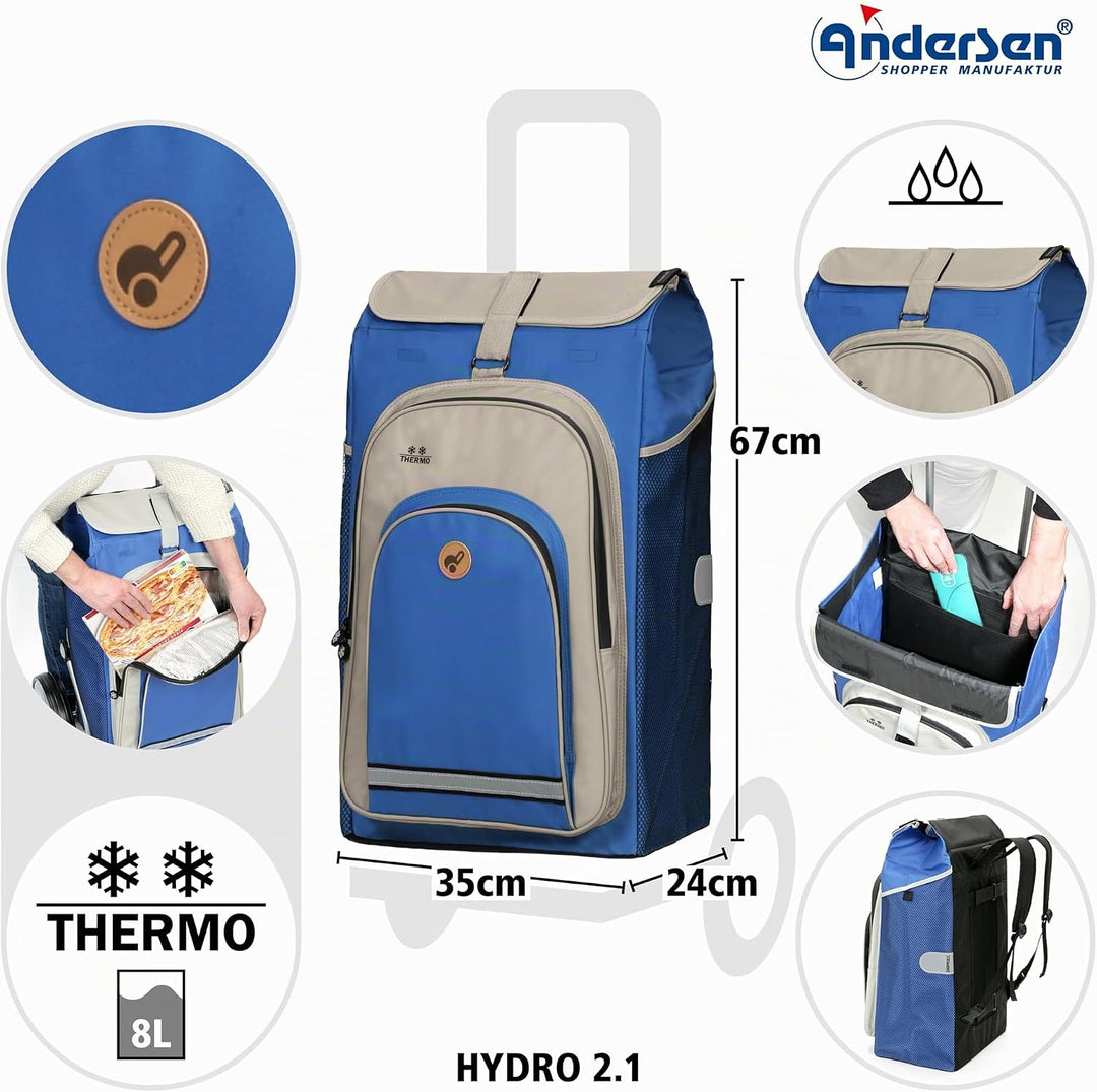Andersen Einkaufstrolley Ersatztasche - 62 Liter - mit Kühlfach - Seiten- & Fronttasche - extra Inne