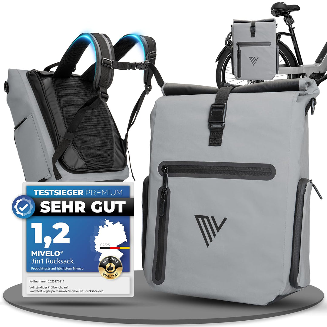 MIVELO 3in1 Fahrradtasche für Gepäckträger I Rucksack &amp; Gepäckträgertasche hinten - in 15 Sekunden u