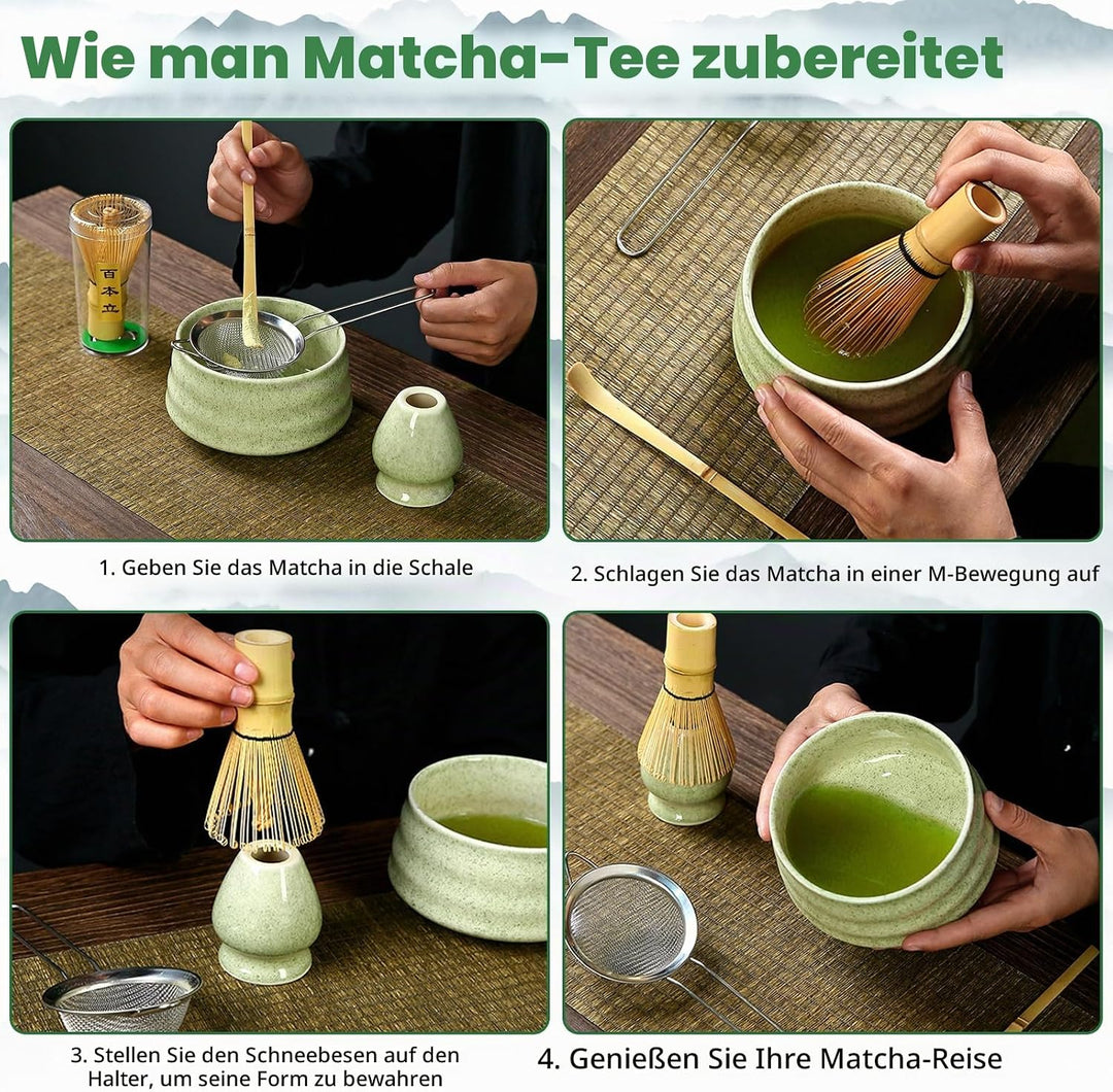 Matcha Set, 8 Stück Matcha Besen Set, Matcha Tea Set,Stylisches Matcha Set, Matcha Schale, Chasen, M