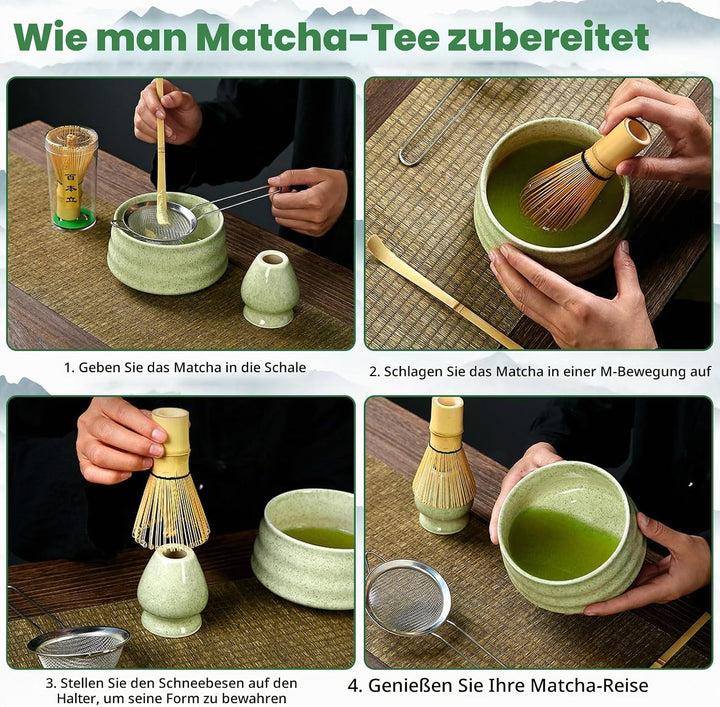 Matcha Set, 8 Stück Matcha Besen Set, Matcha Tea Set,Stylisches Matcha Set, Matcha Schale, Chasen, M