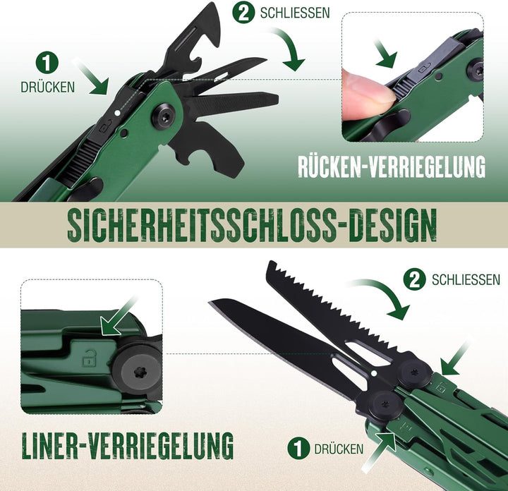 Mossy Oak Multifunktionszange, 27-in-1 Multitool Werkzeug, Faltbares Edelstahl Multifunktionswerkzeu