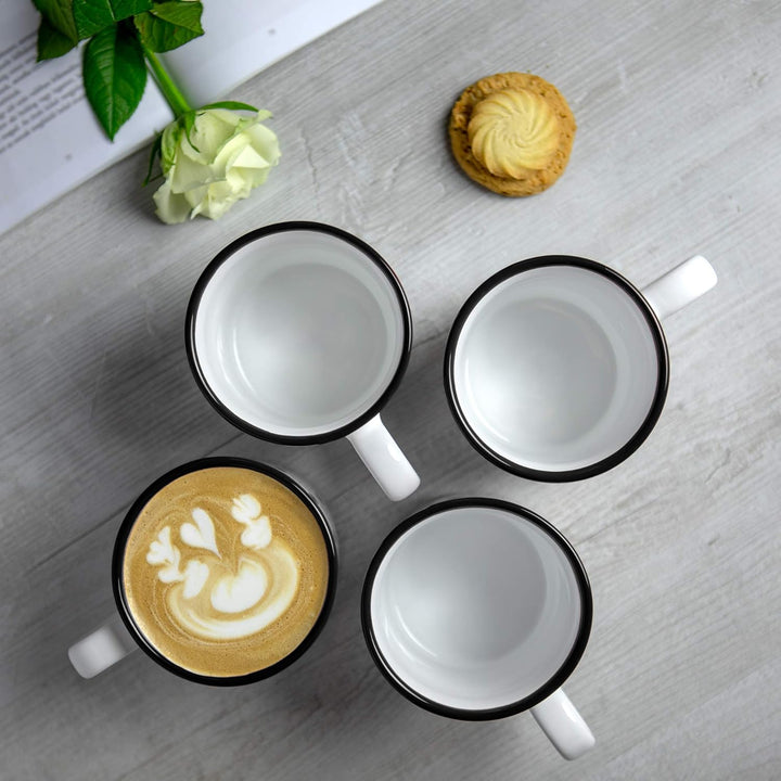 City to Cottage® - Keramik XXL Becher 500 ml | Kaffeebecher | Weiss und Schwarz | Polka Dots | Handg