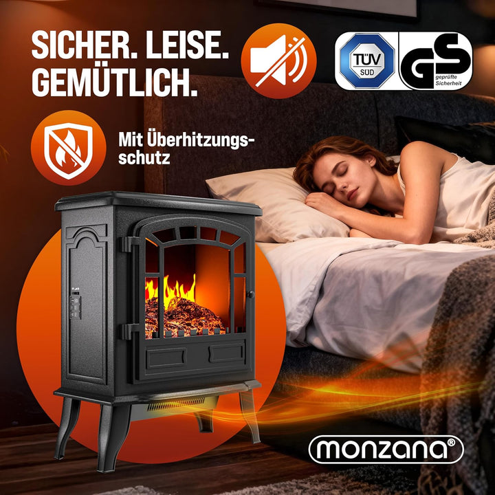 Elektrokamin mit Heizer Kaminfeuer LED 2000W elektrischer Heizlüfter Elektroofen mit Flammen Dekokam