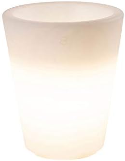8 seasons Design Shining Classic Pot S, Solar LED Pflanzkübel 34 x 39 cm (weiss), inkl. Solarmodul u