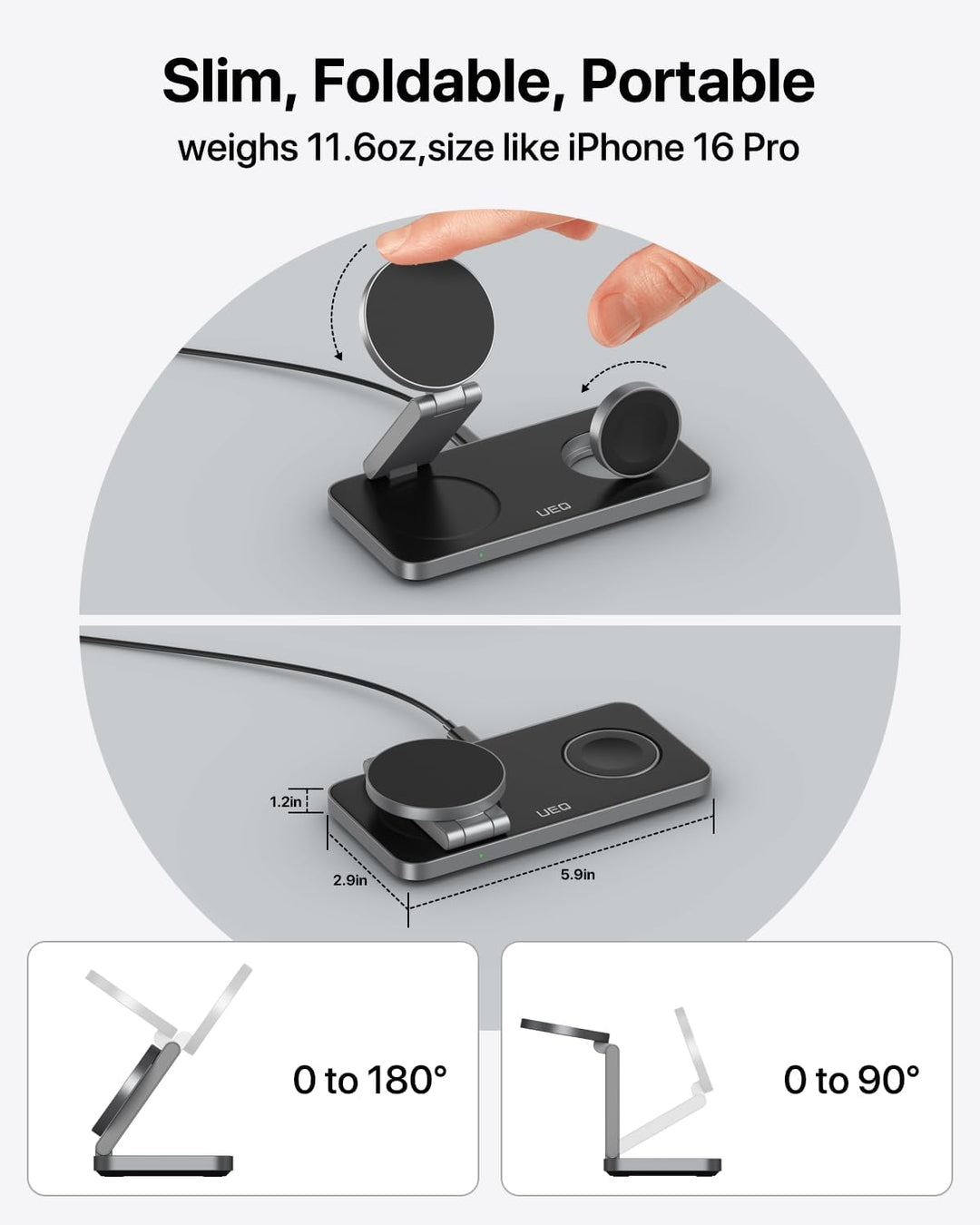 3 in 1 Ladestation mit Qi2.2 25W, Ladestation Apple Watch und iPhone Kompatibel mit Magsafe Ladestat