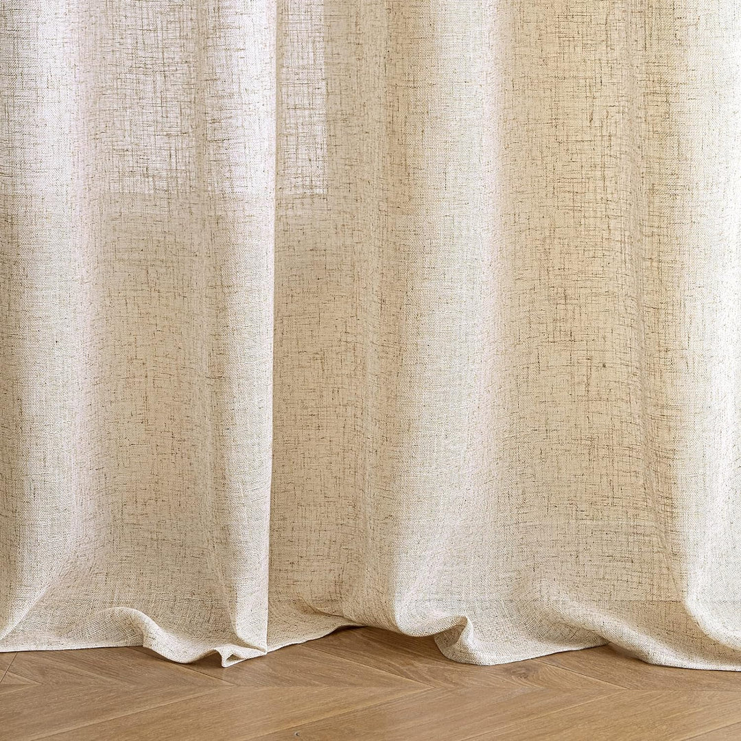 EMEMA Gardinen Vorhänge Leinenvorhang mit Ösen Voile Vorhang Leinenoptik Modern Halbtransparent für