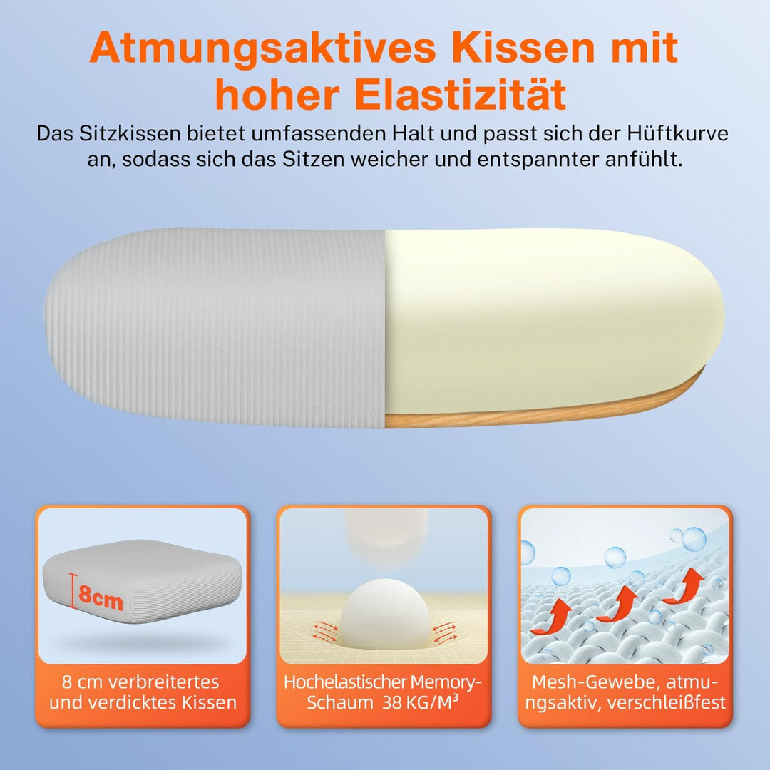 Bürostuhl, Bürostuhl Ergonomisch mit Klappbaren Armlehnen und Lendenwirbelstütze, Verstellbarer Kopf