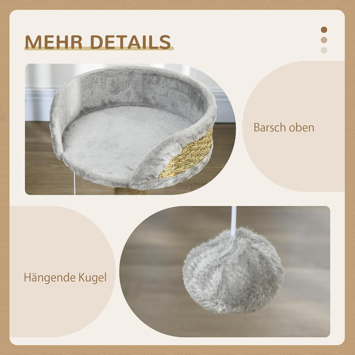 PawHut Kratzbaum 49 cm Kleiner Katzenturm mit Spielball, Sisalstämme, Plattform, Katzenkratzbaum, Kl