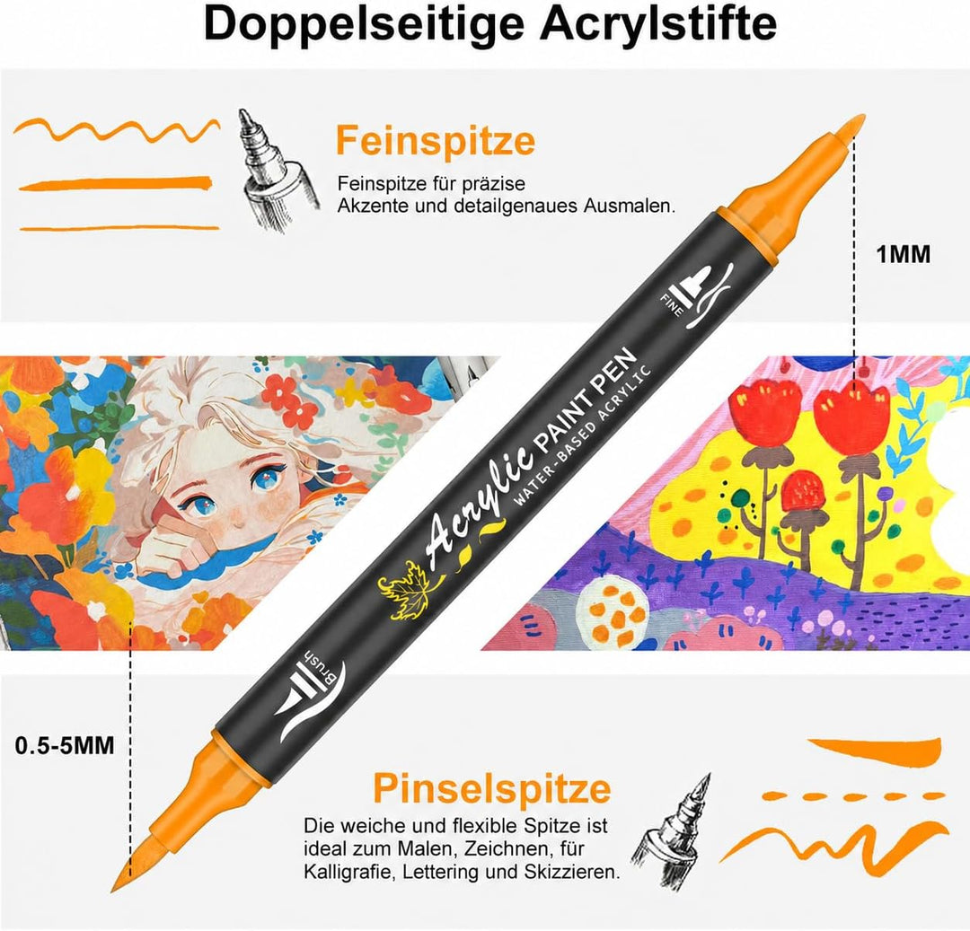 NICETY 128 Acrylstifte für Steine Wasserfest - Dual Tip Acrylmarker Multimarker für Steine Bemalen H