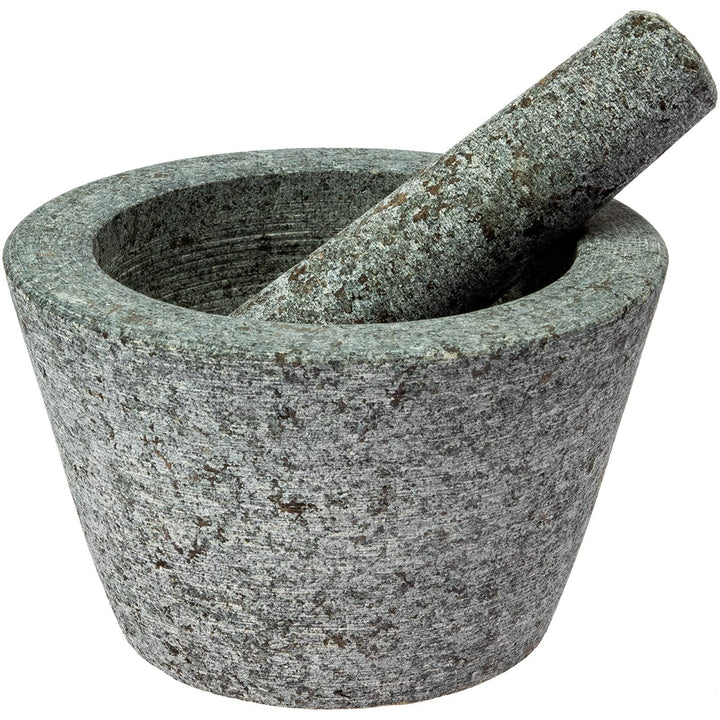 Mörser und Stössel aus Granit 13cm – Steinmörser | Küchenmörser | Mörser mit einem Stampfer