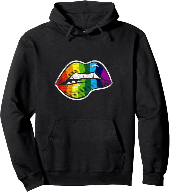 Regenbogen Flagge Lippen Mund LGBT Pullover Hoodie