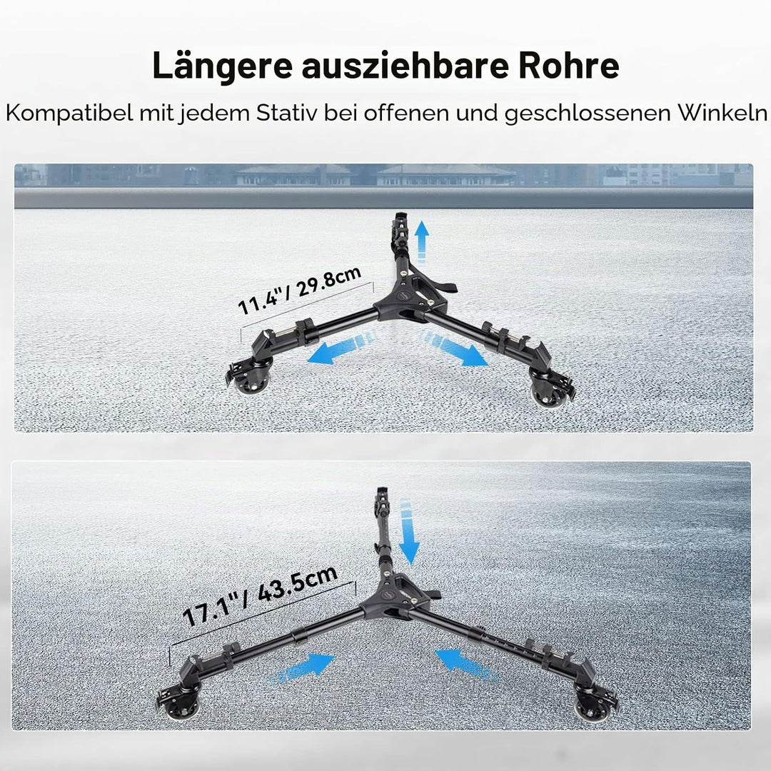 SMALLRIG Universal Fotografie Stativ Wagen, strapazierfähig mit verstellbaren Beinhalterungen und Tr