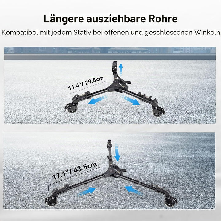 SMALLRIG Universal Fotografie Stativ Wagen, strapazierfähig mit verstellbaren Beinhalterungen und Tr