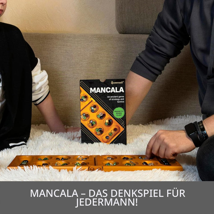 Mancala-Brettspiel mit Magnetverschluss – Klassisches Faltspiel für 2 Spieler – Mancala-Set aus Holz