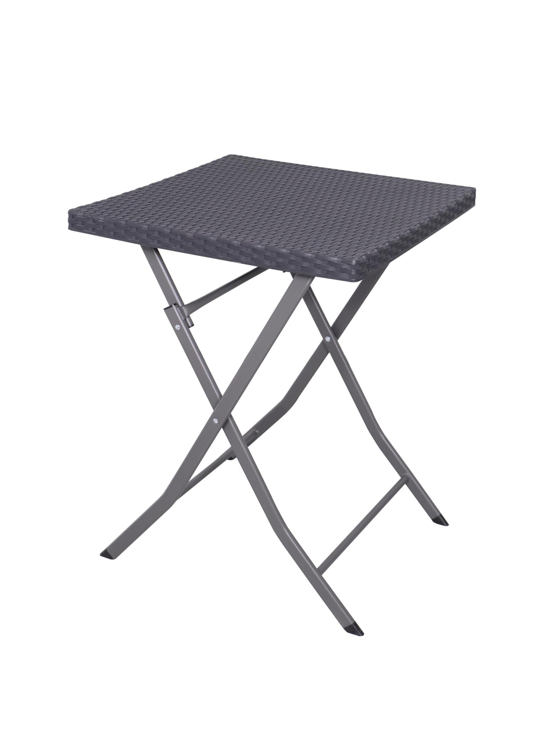 aro Outdoor Klapptisch, Stahl und Polypropylen, Rattan Optik, Grau, 58 x 58 x 76 cm, Wetterfest, für