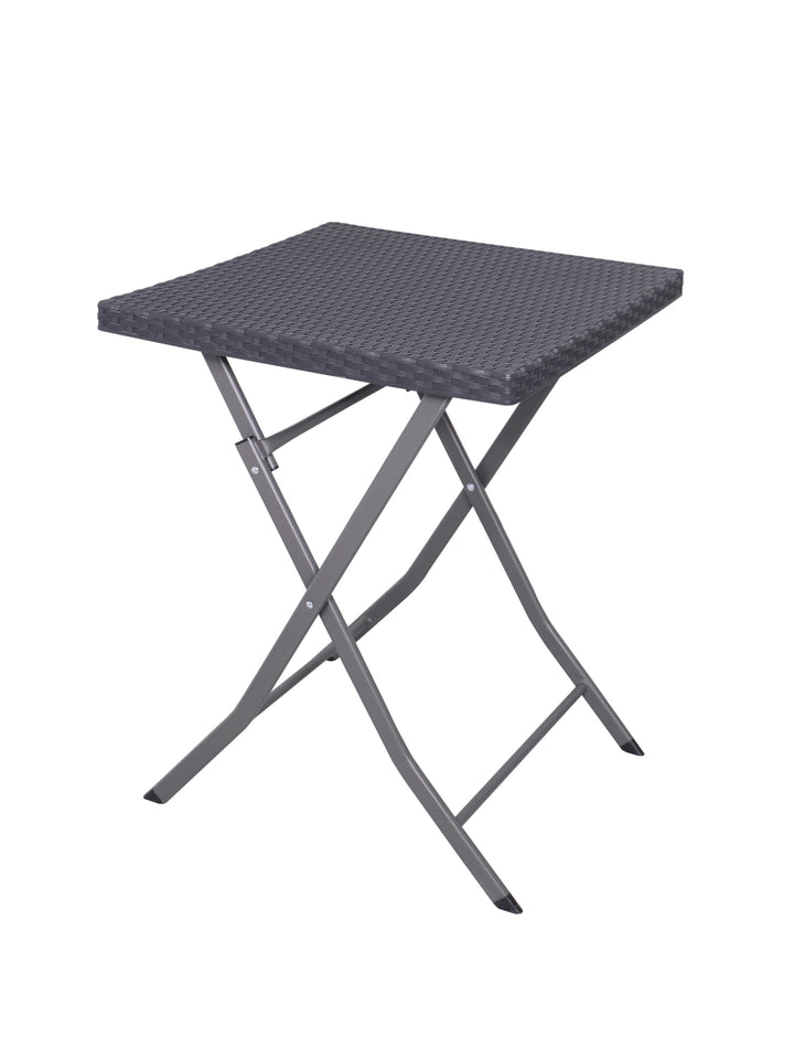 aro Outdoor Klapptisch, Stahl und Polypropylen, Rattan Optik, Grau, 58 x 58 x 76 cm, Wetterfest, für