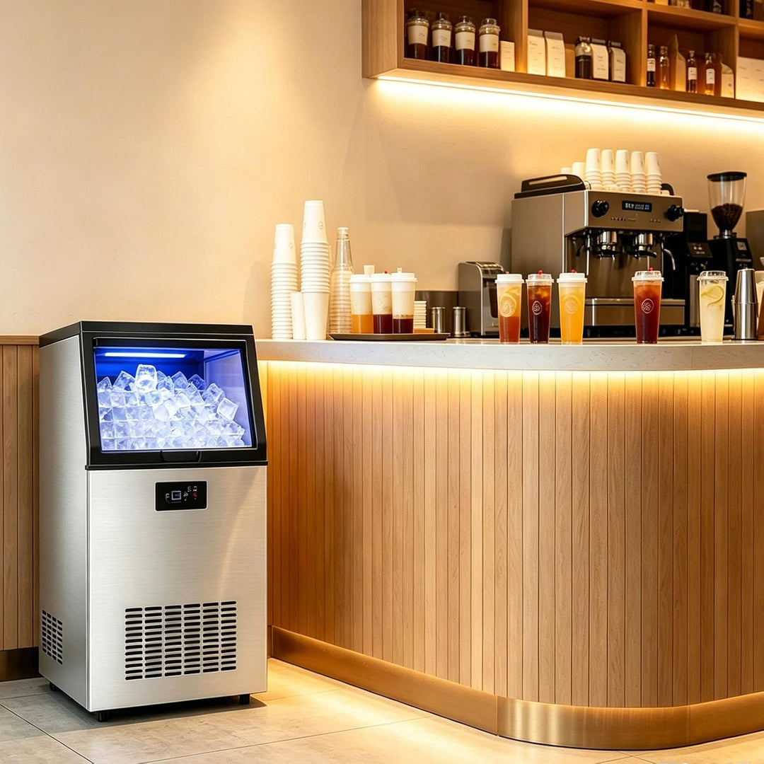 Kommerzielle Eismaschine Eiswürfelmaschine 60 kg/24 Std, Kommerzielle Eiswürfelmaschine Freistehende