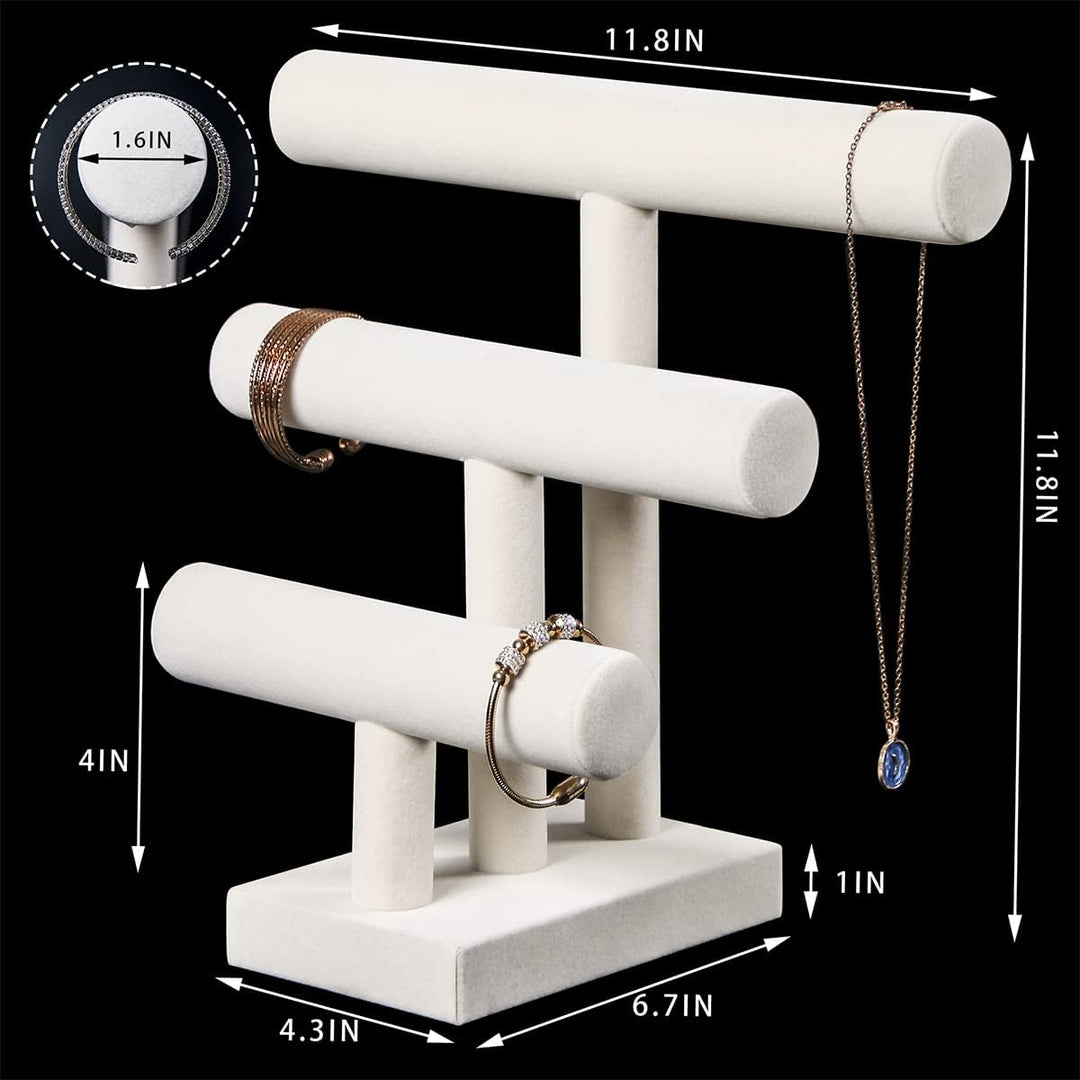 3-stöckiger Armbandhalter, Armband-Display zum Verkauf, beigefarbener Schmuckständer für Armreifen,