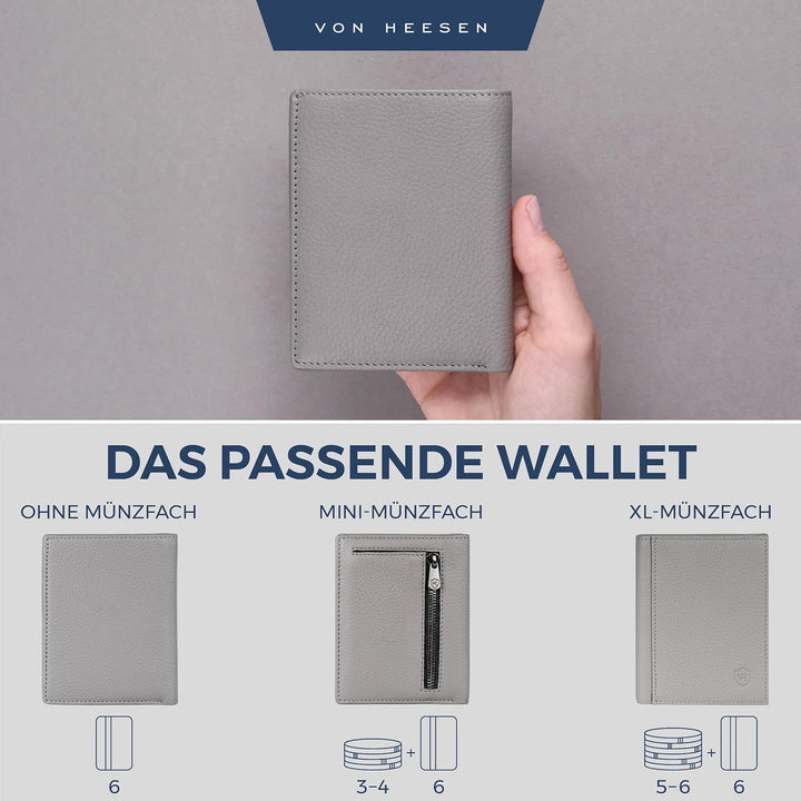 VON HEESEN® Leder Geldbörse Herren &amp; RFID Schutz I Echtleder Geldbeutel für Männer &amp; Damen I Portemo