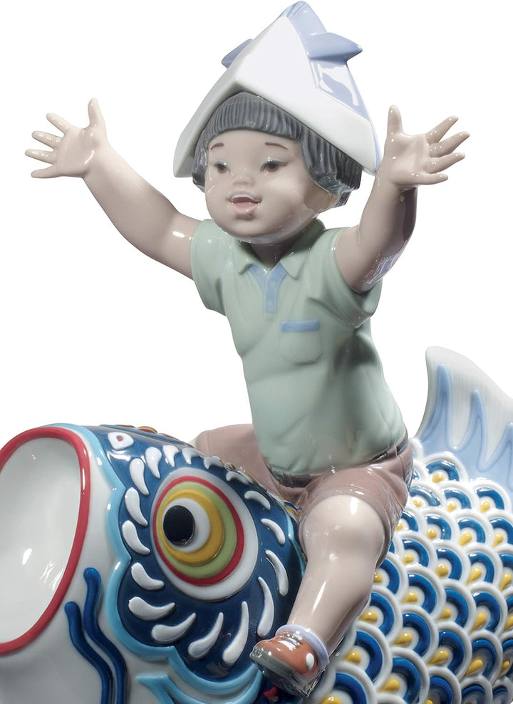 LLADRÓ Figur Glücklicher Tag Der Jungen. Limitierte Auflage. Junge. Porzellan.