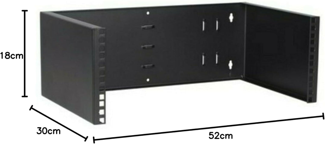 4 HE - 19 Zoll Montagerahmen für Wandbefestigungen ohne Schaniere - 300mm Tief - Schwarz 300 mm tief