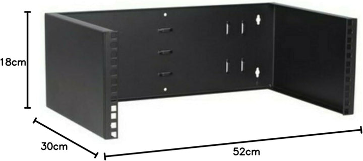 4 HE - 19 Zoll Montagerahmen für Wandbefestigungen ohne Schaniere - 300mm Tief - Schwarz 300 mm tief