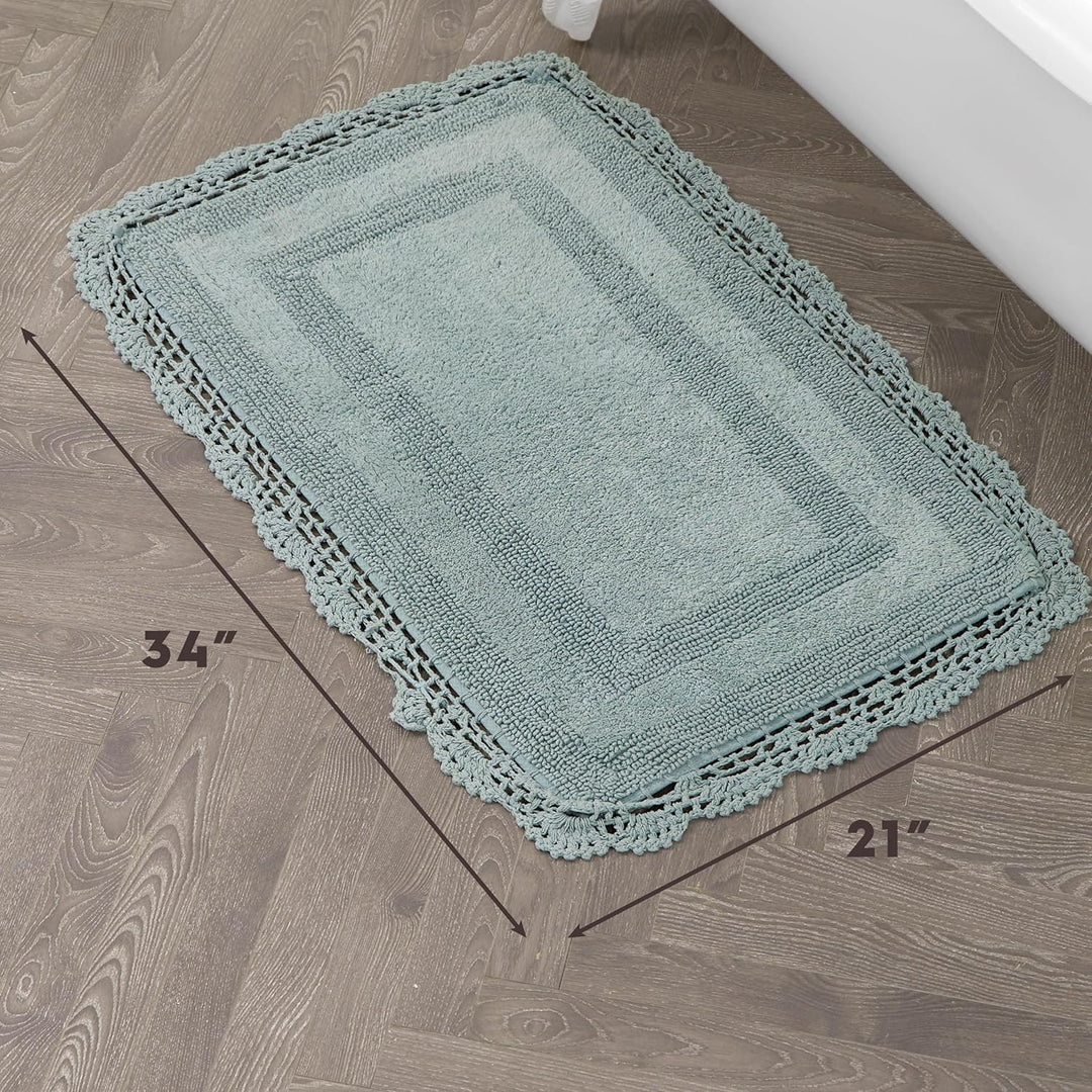 Laura Ashley Häkel-Badteppich, Baumwolle, 53 x 86 cm, Aqua 21x34 Aqua, 21x34 Aqua