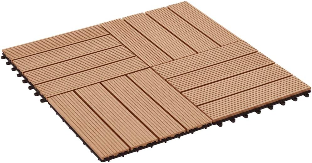 Festnight WPC Terrassendielen Terrassenplatten 30x30 cm 11er Spar Set für 1m² Braun in Holzoptik für