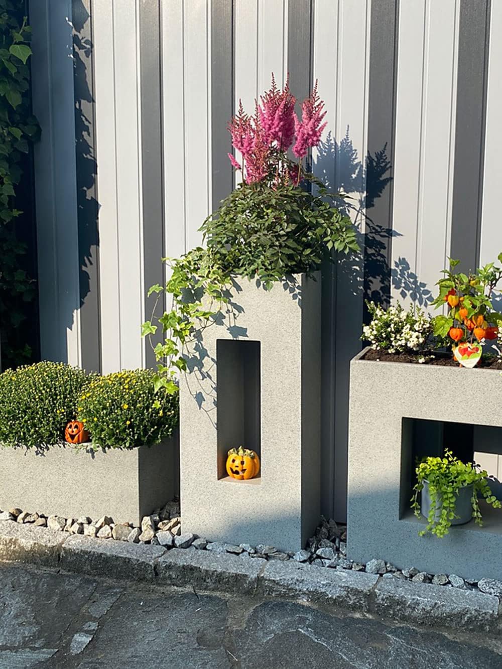 Pflanzwerk® Pflanzkübel Cube Granit Grau 28x28x28cm *Frostbeständiger Blumenkübel* *UV-Schutz* *Qual